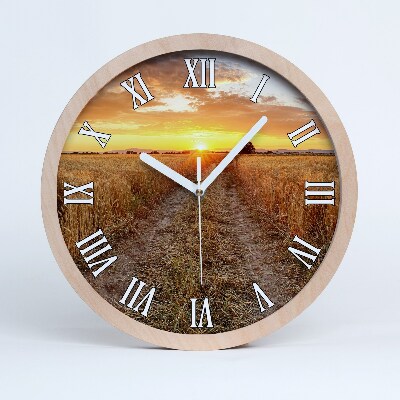 Zegar na ścianę drewniany Pole pszenicy
