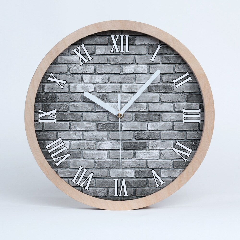 Zegar na ścianę drewniany Ceglana ściana