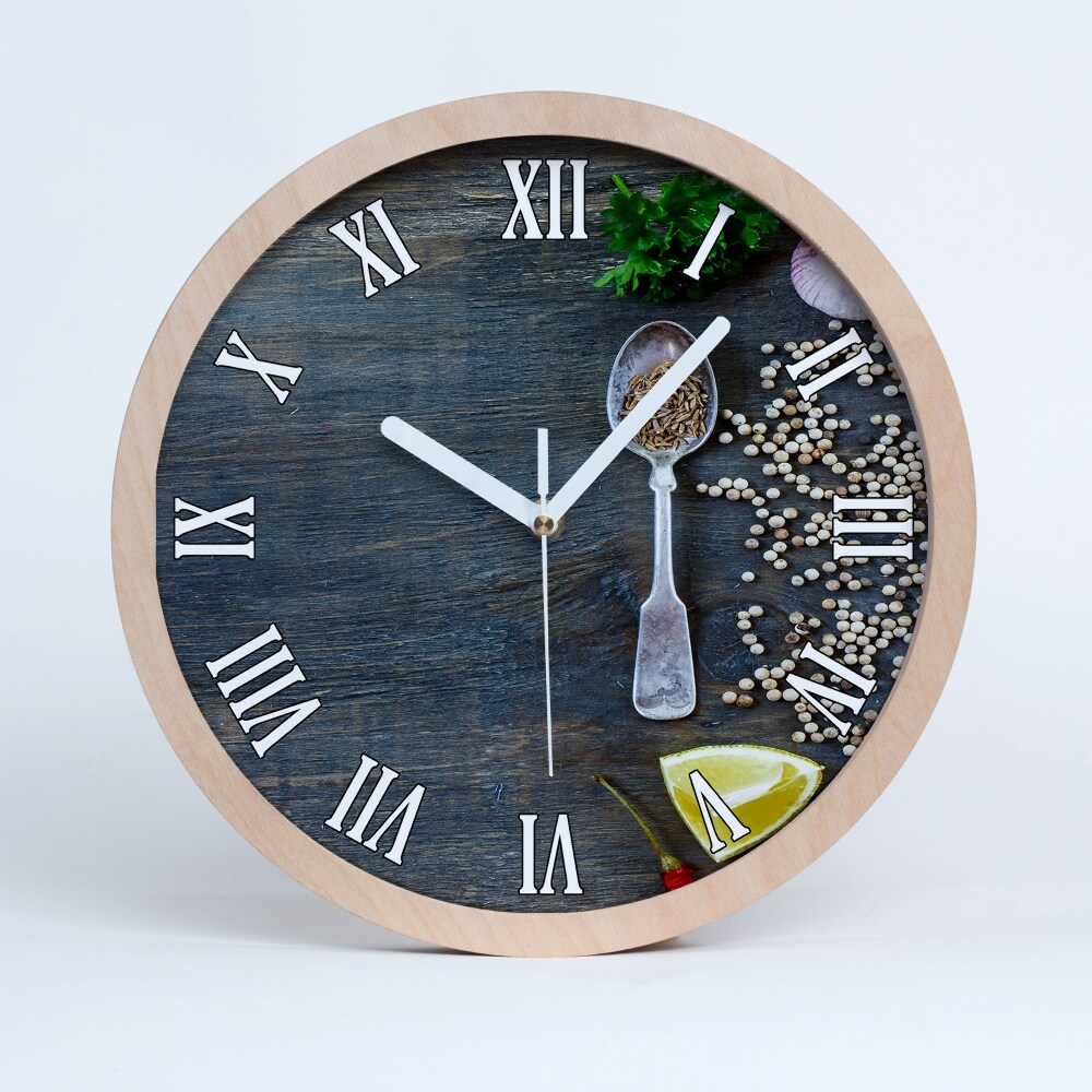 Zegar ścienny drewniany Przyprawy i zioła