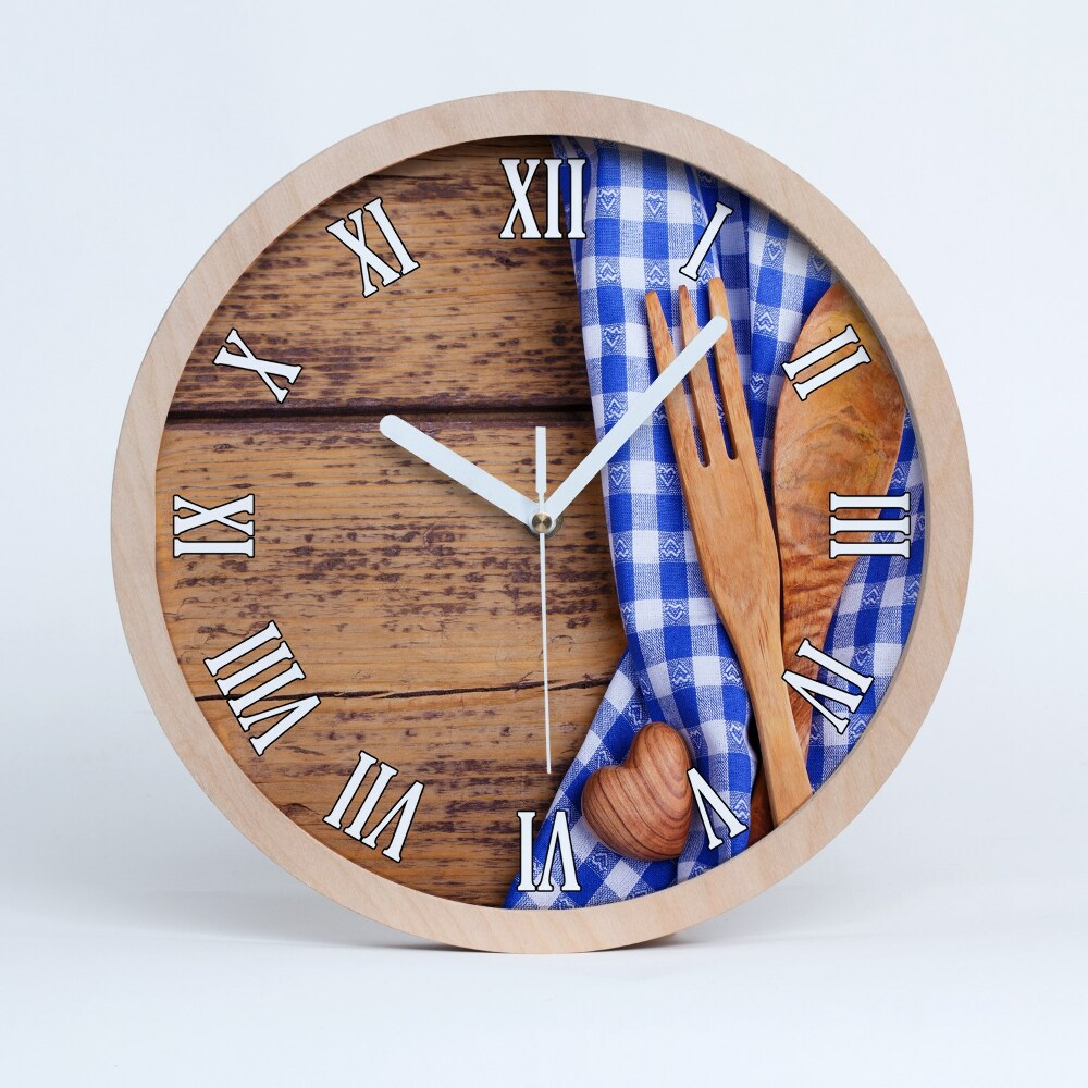 Zegar ścienny drewniany Drewniane sztućce