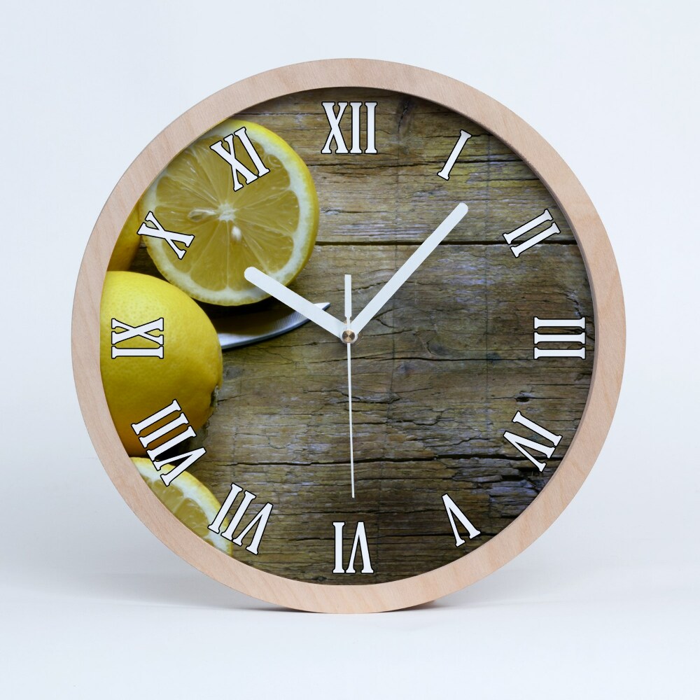 Zegar ścienny drewniany Cytryny na drewnie