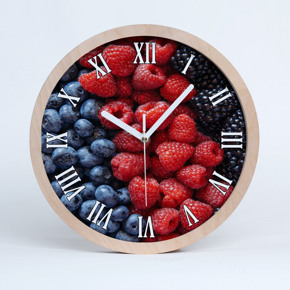 Zegar na ścianę drewniany Owoce leśne
