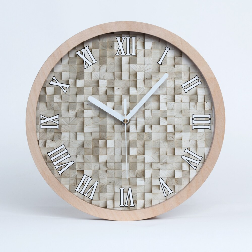 Nowoczesny zegar ścienny Drewniane kostki