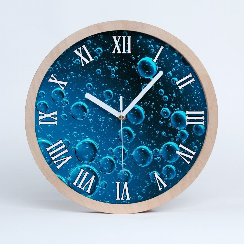 Zegar ścienny drewniany Bąble pod wodą