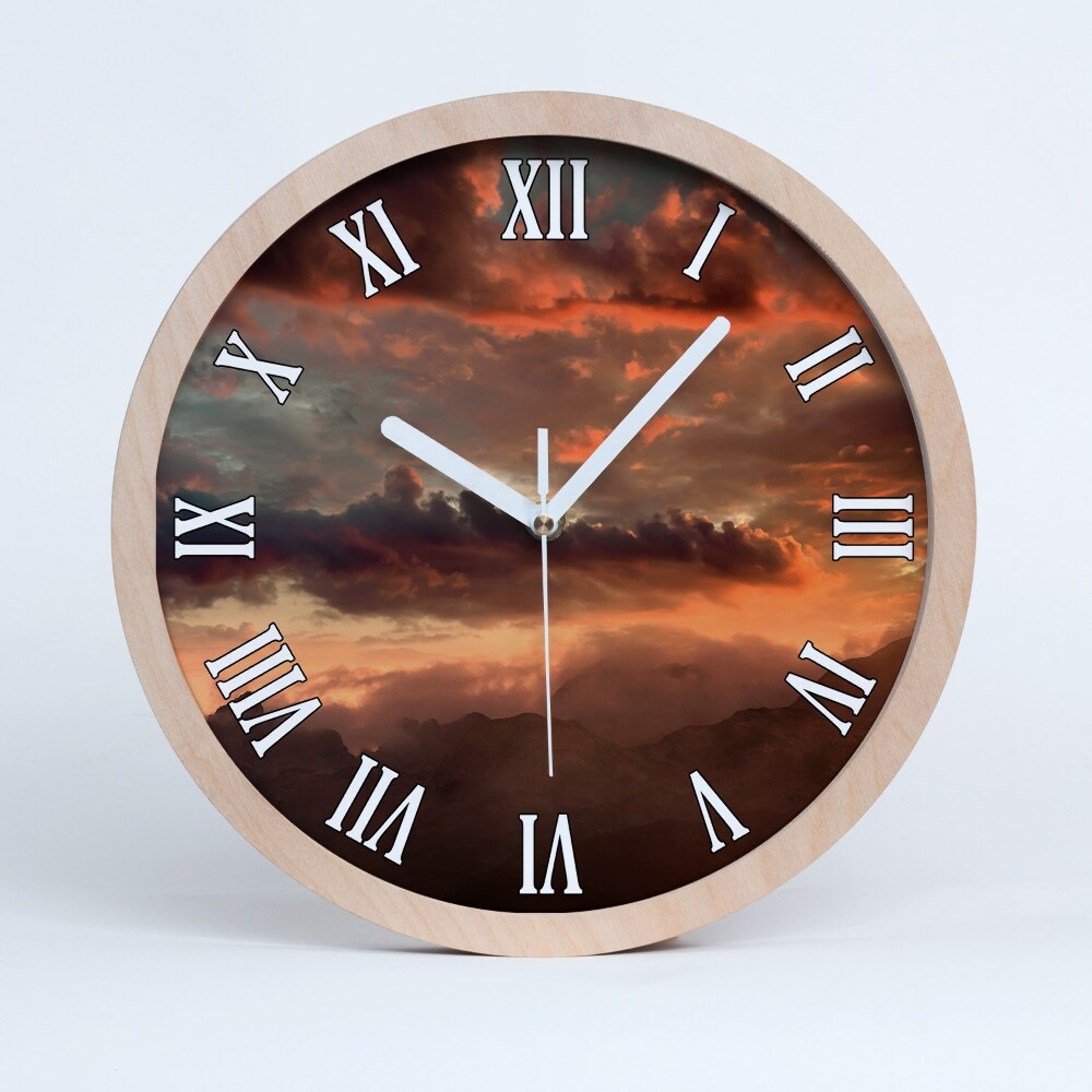 Nowoczesny zegar ścienny Zachód słońca góry