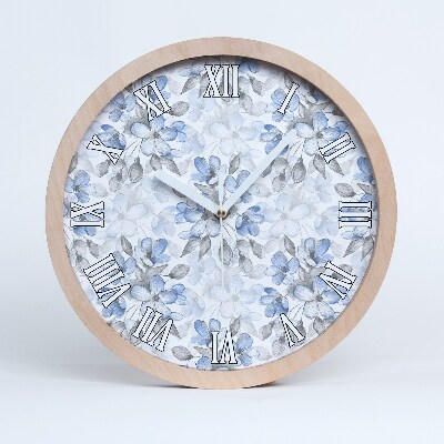 Zegar drewniany Delikatne kwiaty