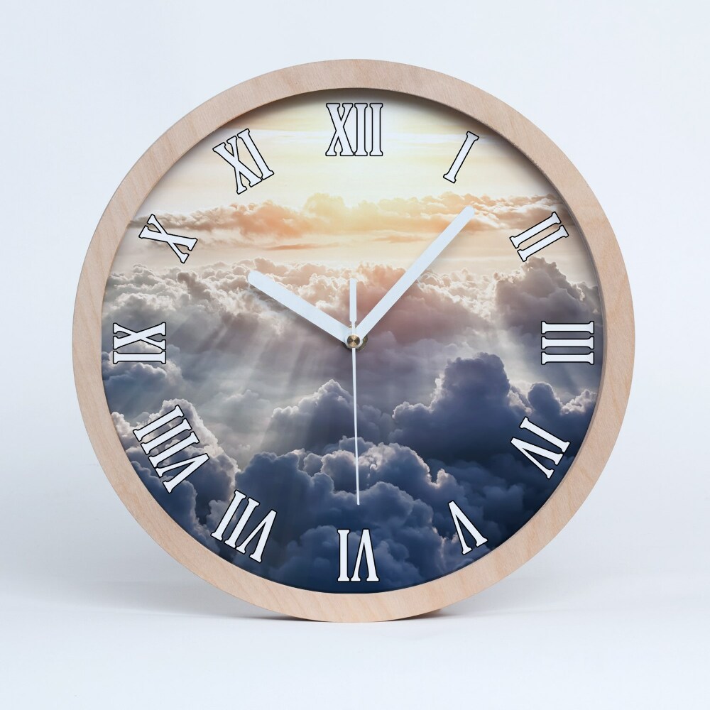 Zegar ścienny drewniany Chmury z lotu ptaka