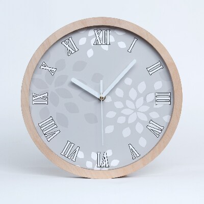 Zegar na ścianę drewniany Kwiecisty wzór