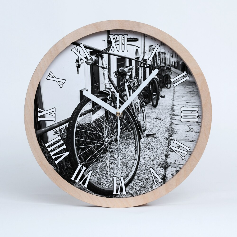 Zegar ścienny drewniany Miejskie rowery