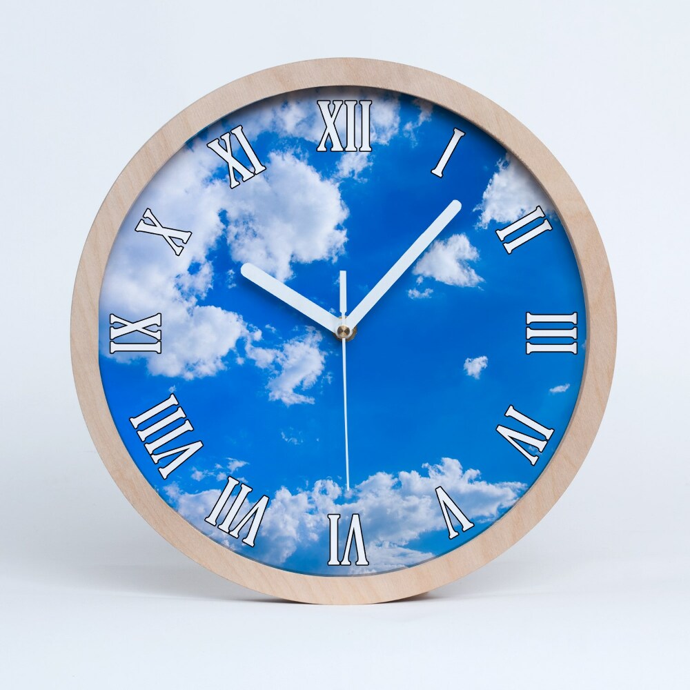 Zegar drewniany wiszący Chmury na niebie