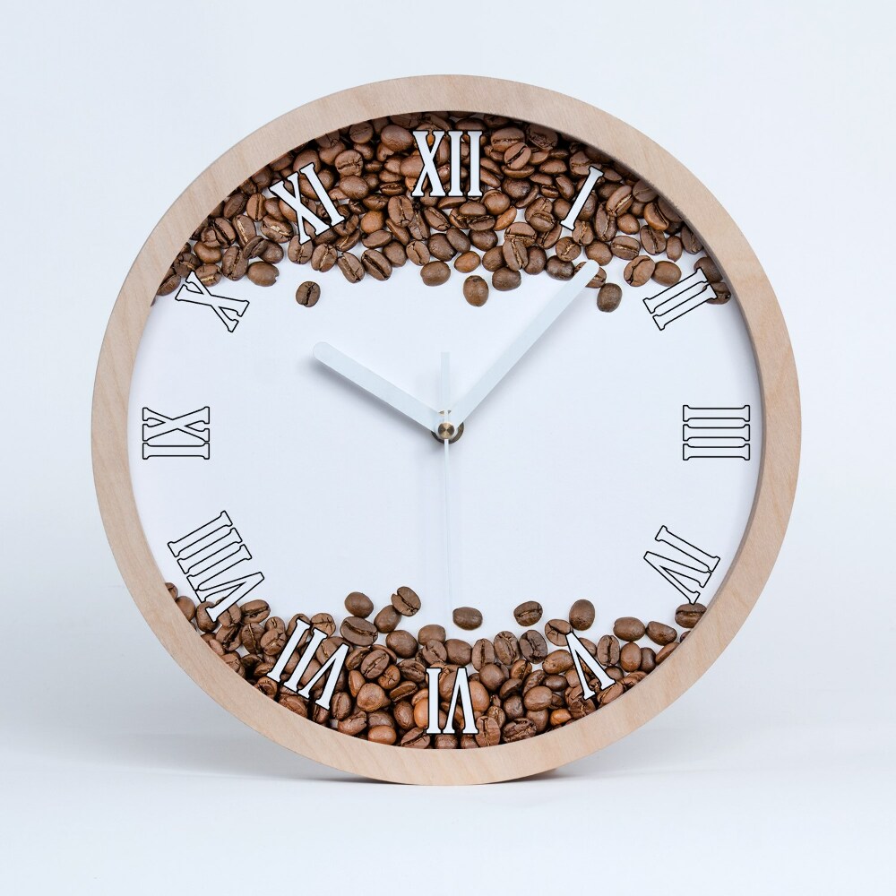 Zegar ścienny drewniany Stylowy ziarna kawy