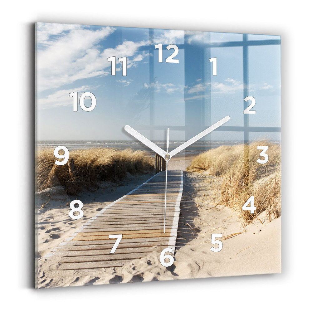 Zegar szklany 30x30 Widok na plażę