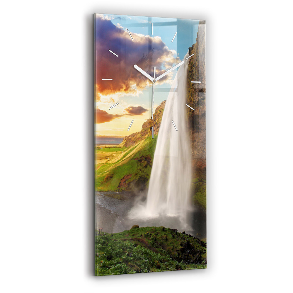 Zegar szklany 30x60 Wodospad na Islandii
