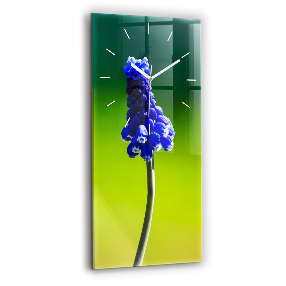 Zegar szklany 30x60 Niebieskie kwiaty