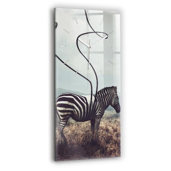 Zegar szklany 30x60 Zebra – Abstrakcja