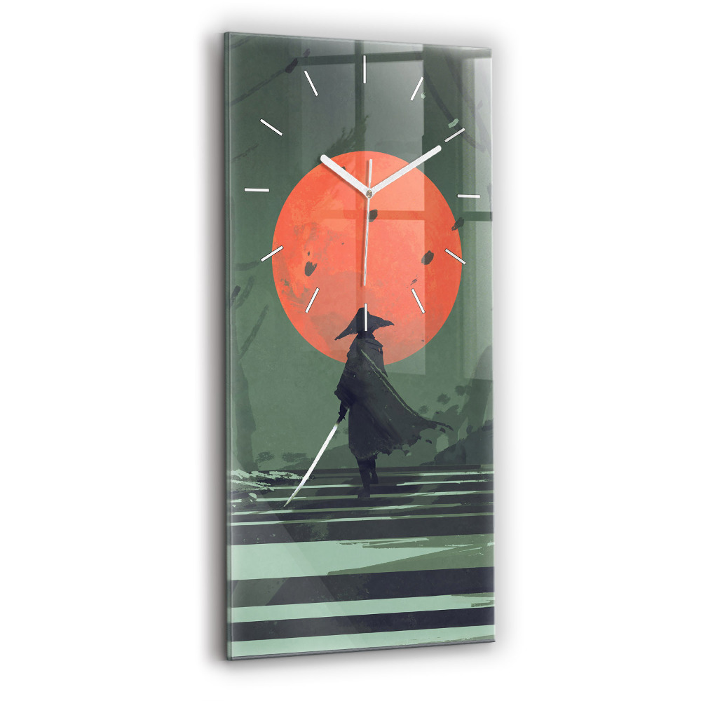 Zegar szklany 30x60 Samuraj w lesie