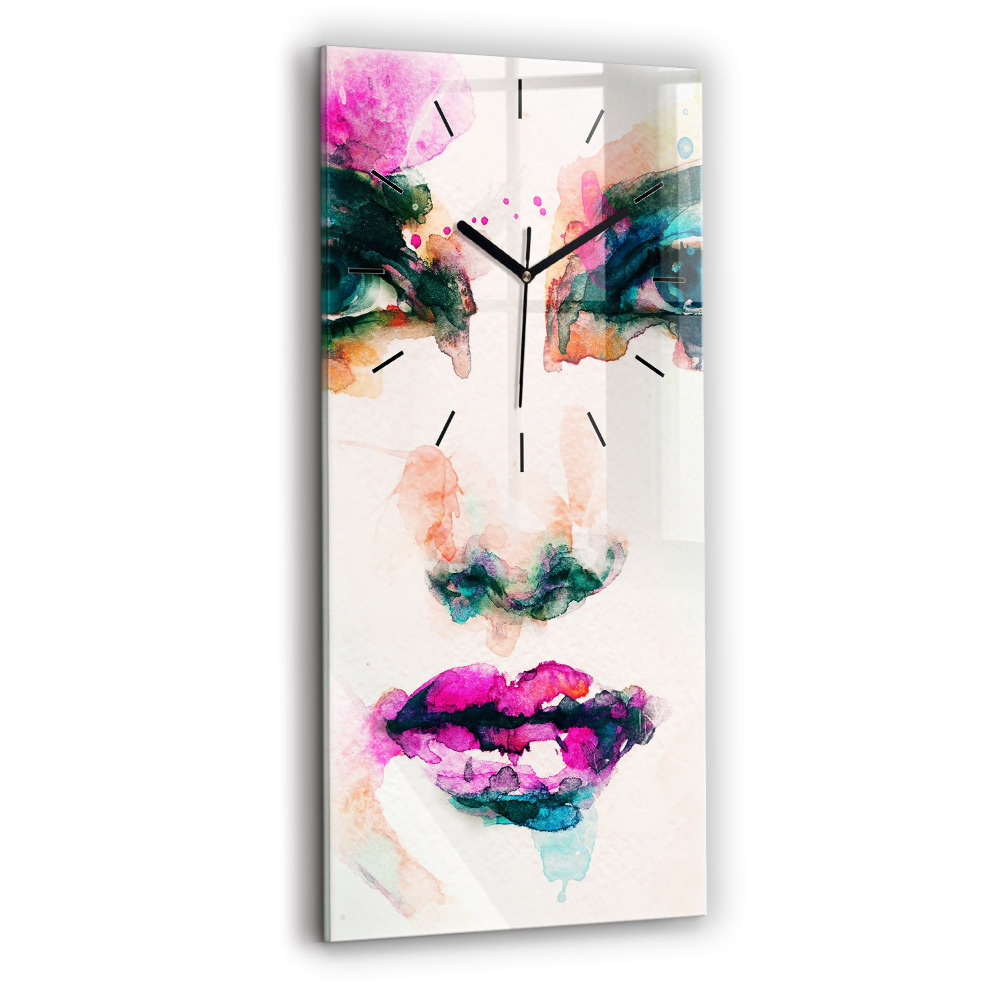 Zegar szklany 30x60 Abstrakcyjna twarz kobiety