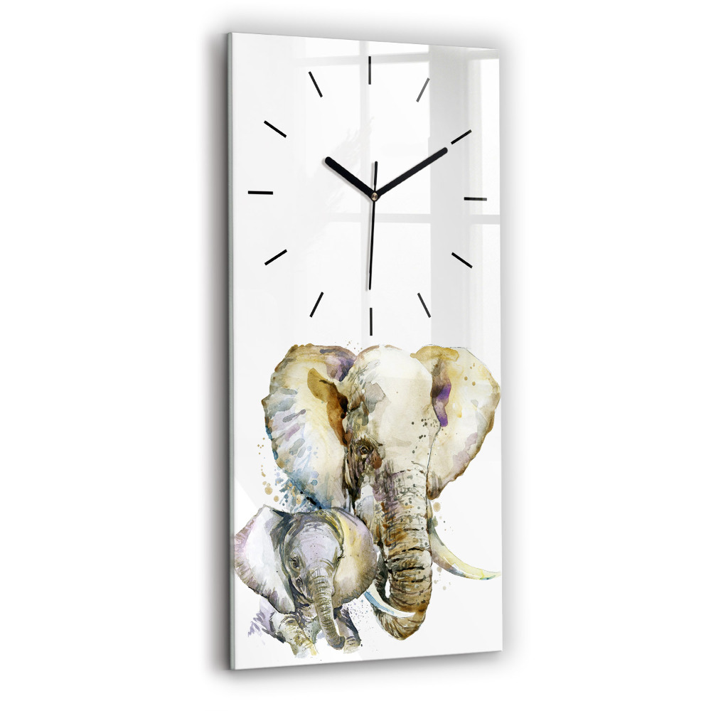 Zegar szklany 30x60 Malowane zwierzęta słonie