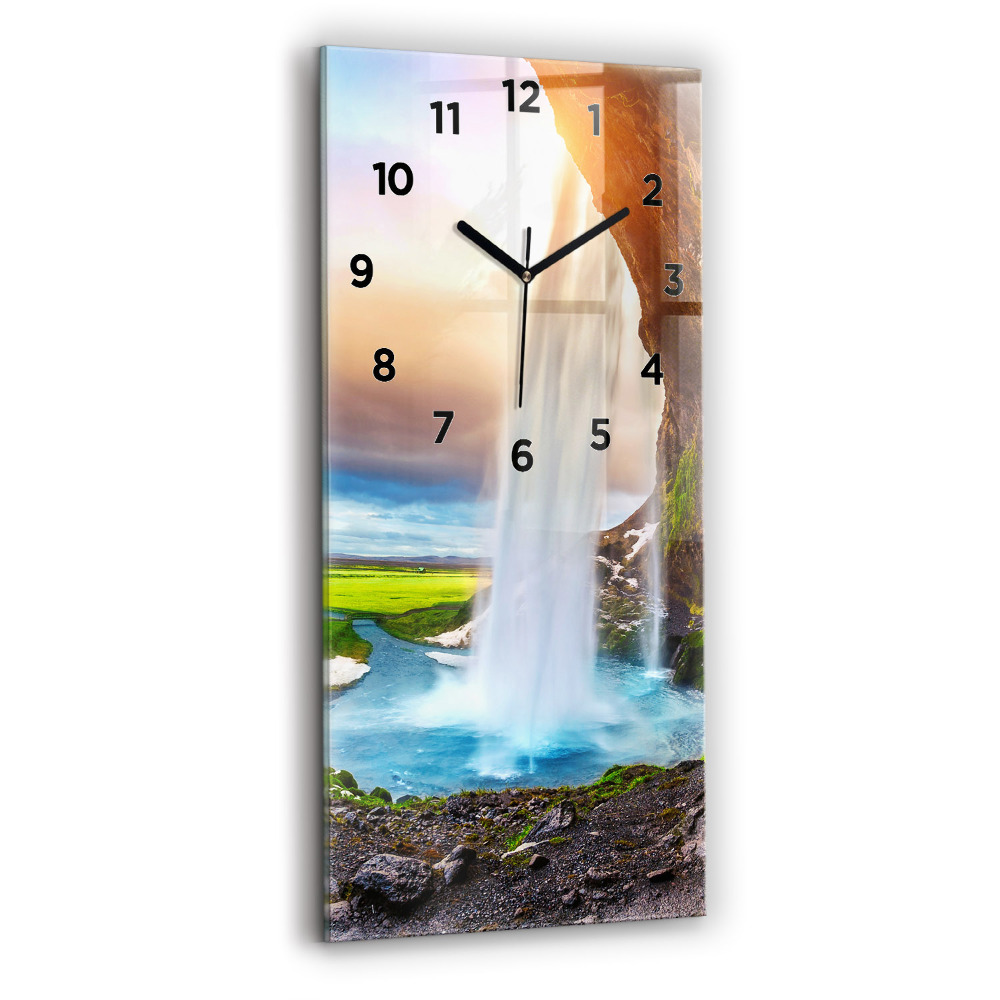 Zegar szklany 30x60 Wodospad w Islandii