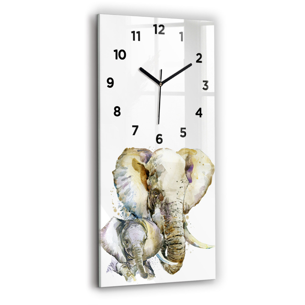 Zegar szklany 30x60 Malowane zwierzęta słonie