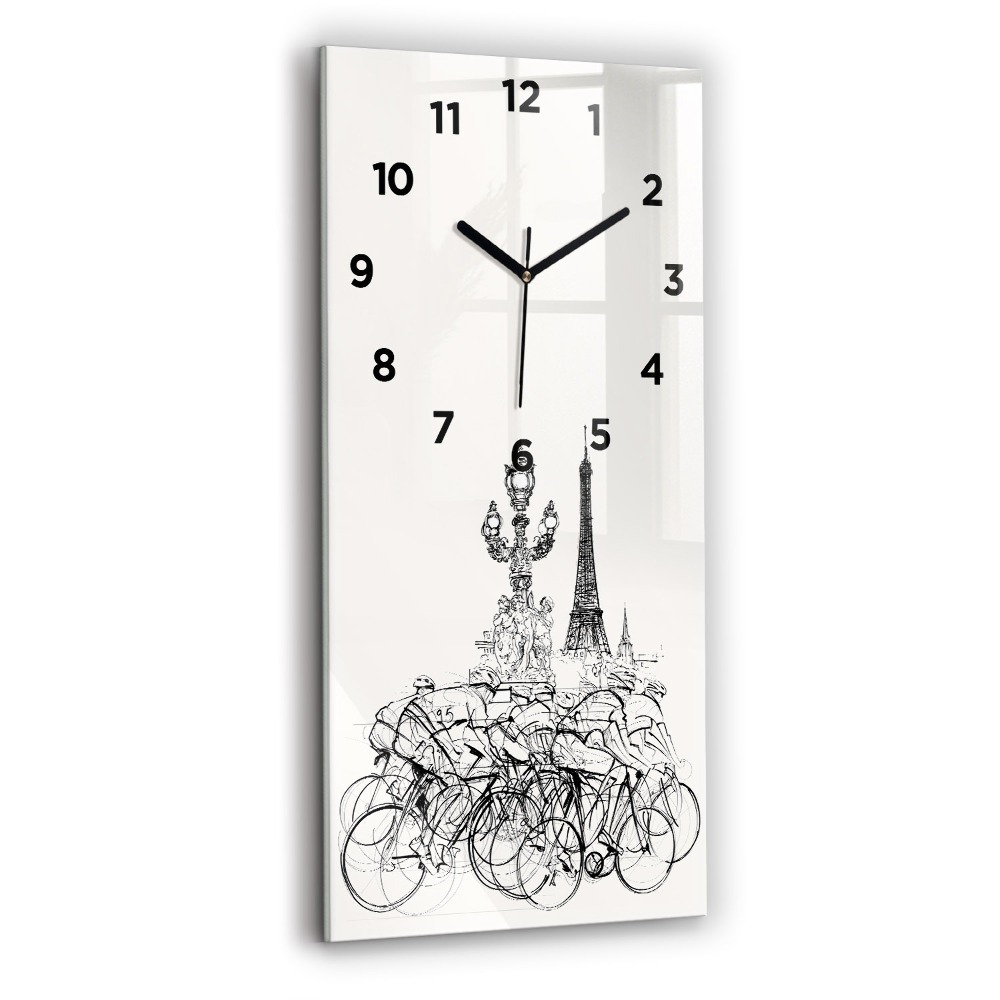 Zegar szklany 30x60 Rysunek wyścig kolarski