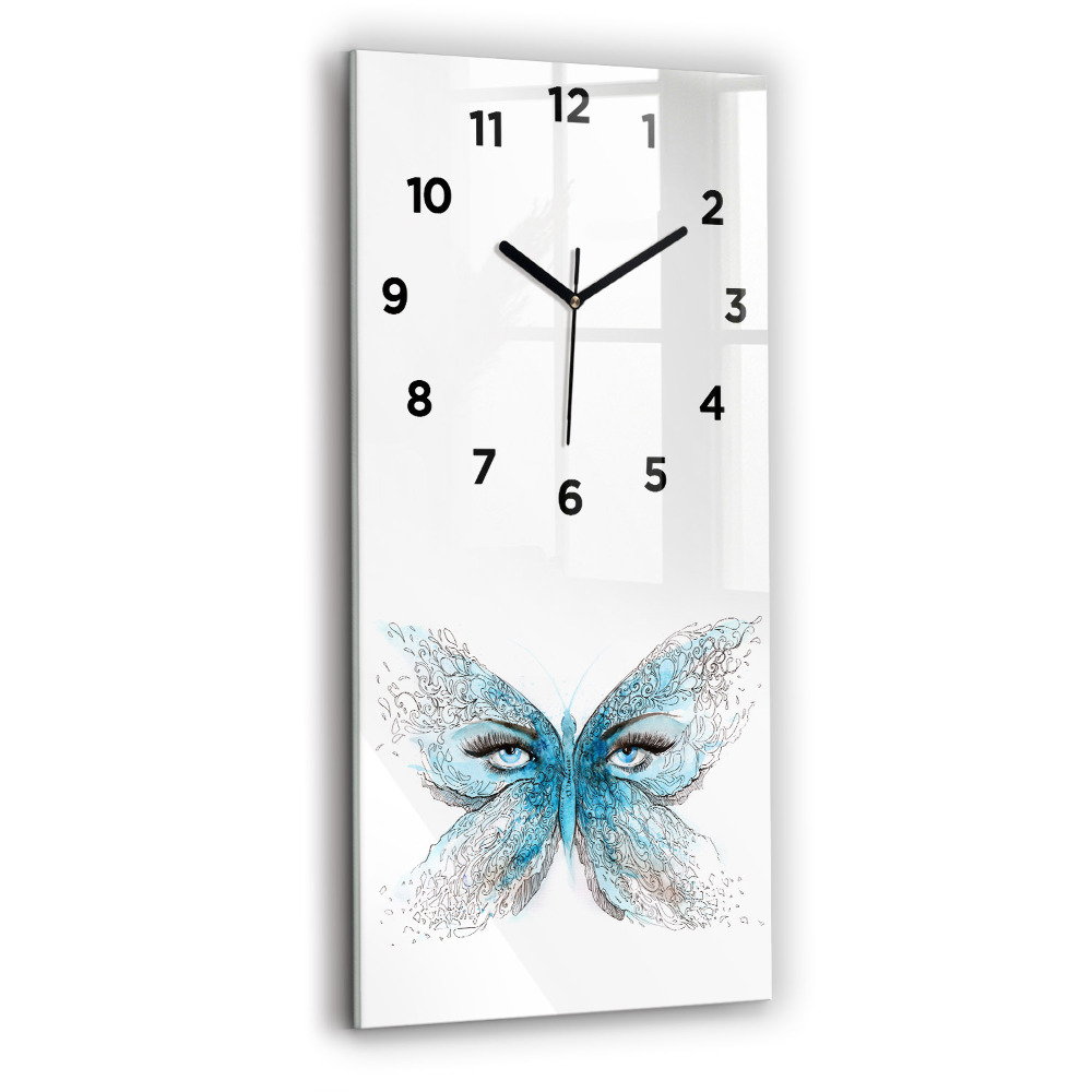 Zegar szklany 30x60 Twarz w kształcie motyla