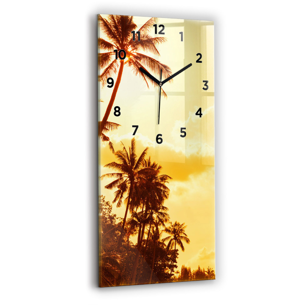 Zegar szklany 30x60 Słoneczne palmy