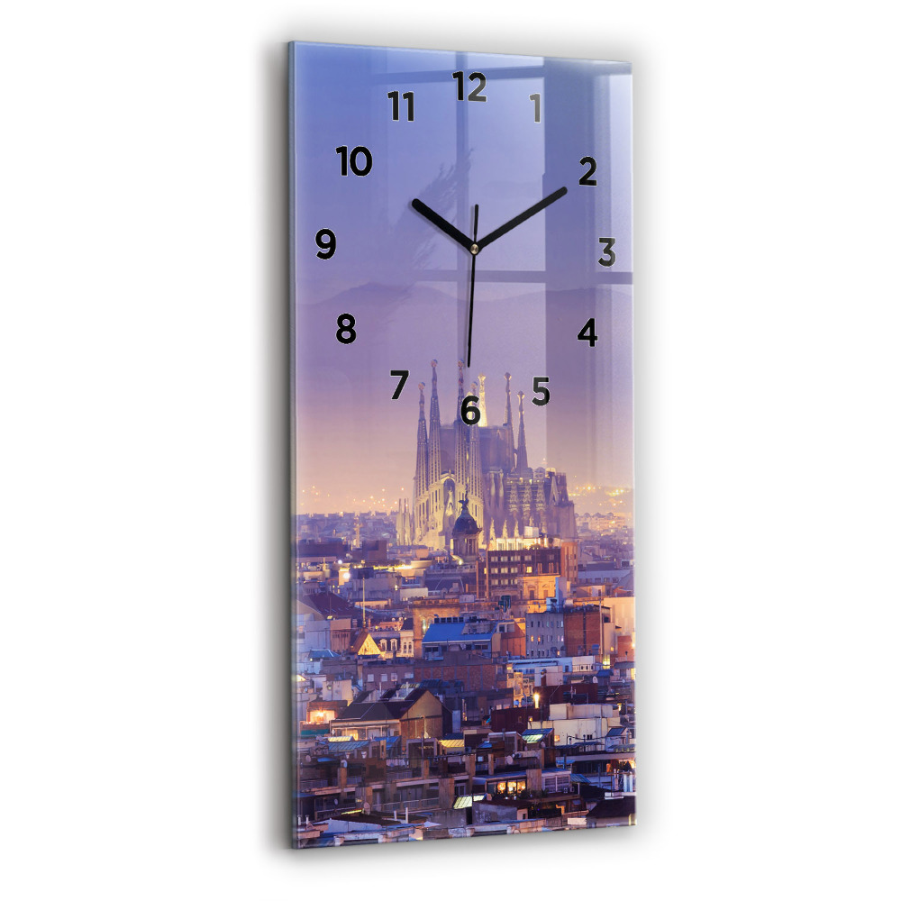 Zegar szklany 30x60 Widok na Barcelonie