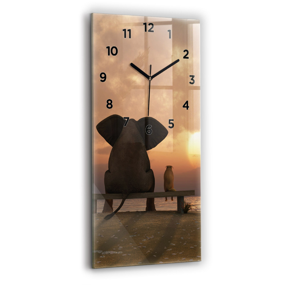 Zegar szklany 30x60 Zwierzęta i zachód słońca