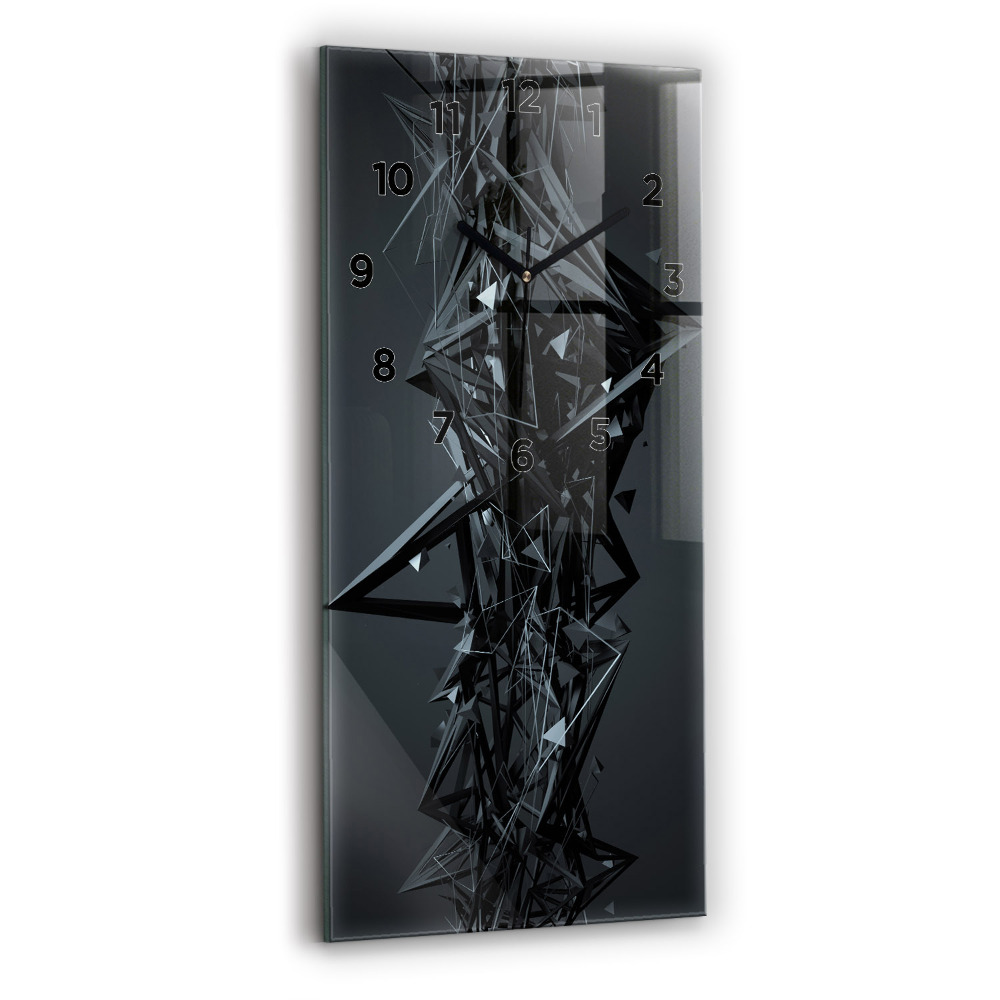 Zegar szklany 30x60 Czarna abstrakcja