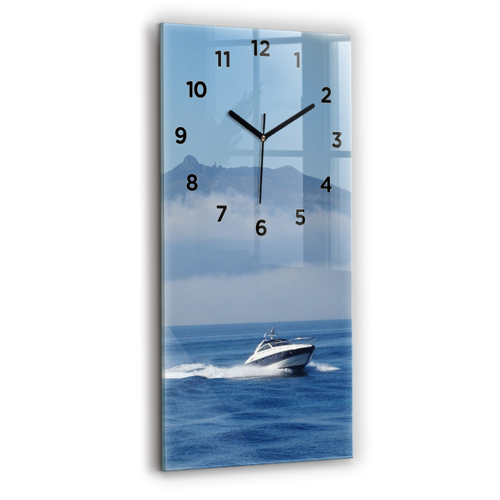 Zegar szklany 30x60 Płynąca łódka na oceanie