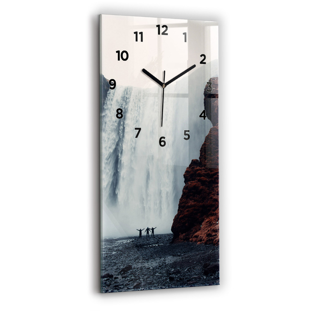 Zegar szklany 30x60 Pejzaż wodospadu Islandia