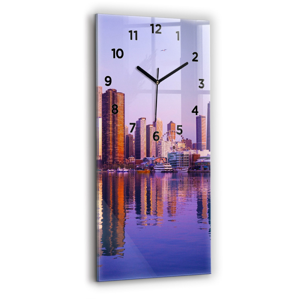 Zegar szklany 30x60 Widok na wieżowce USA