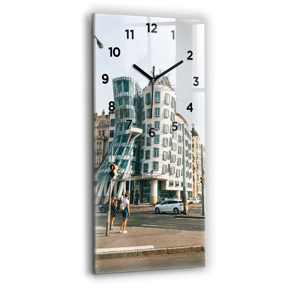 Zegar szklany 30x60 Tańczący dom Praga