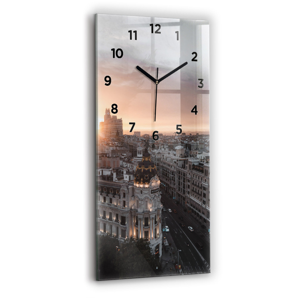 Zegar szklany 30x60 Miasta o zachodzie słońca