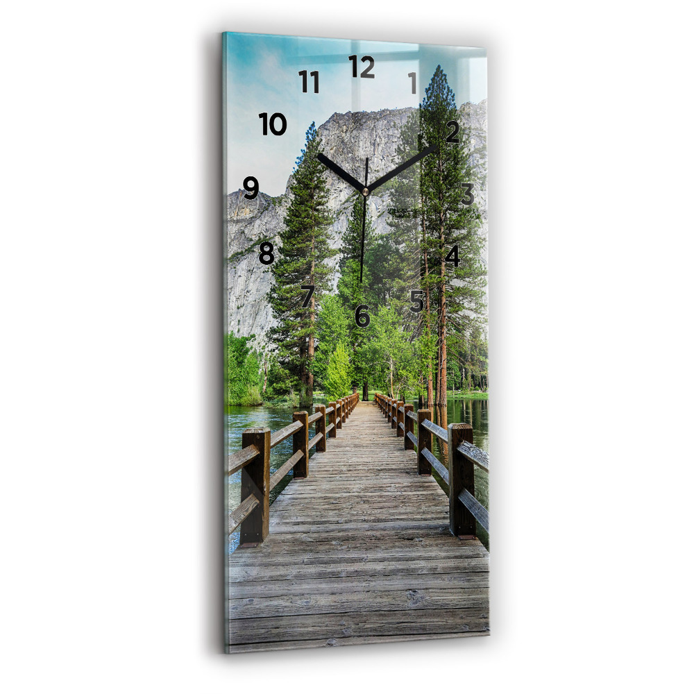 Zegar szklany 30x60 Drewniany most Yosemite