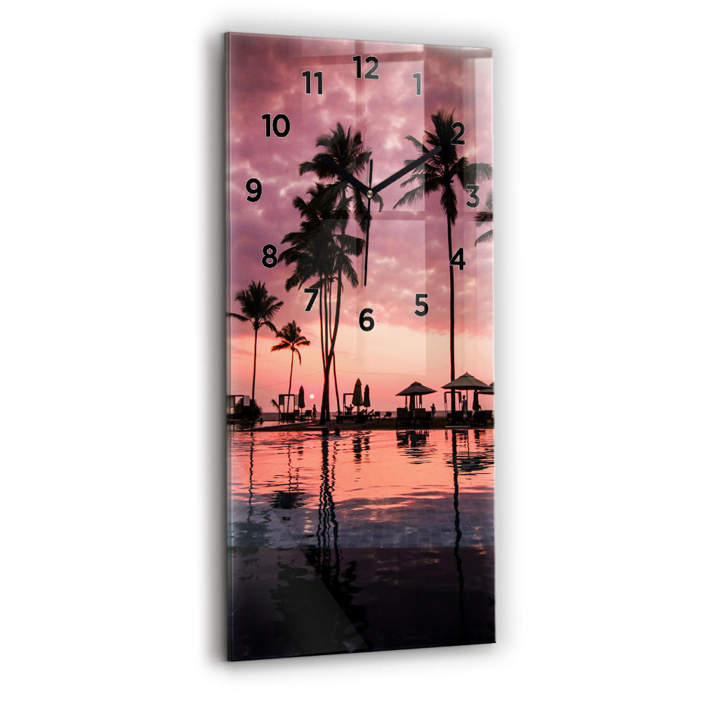 Zegar szklany 30x60 Palmy na Hawajach