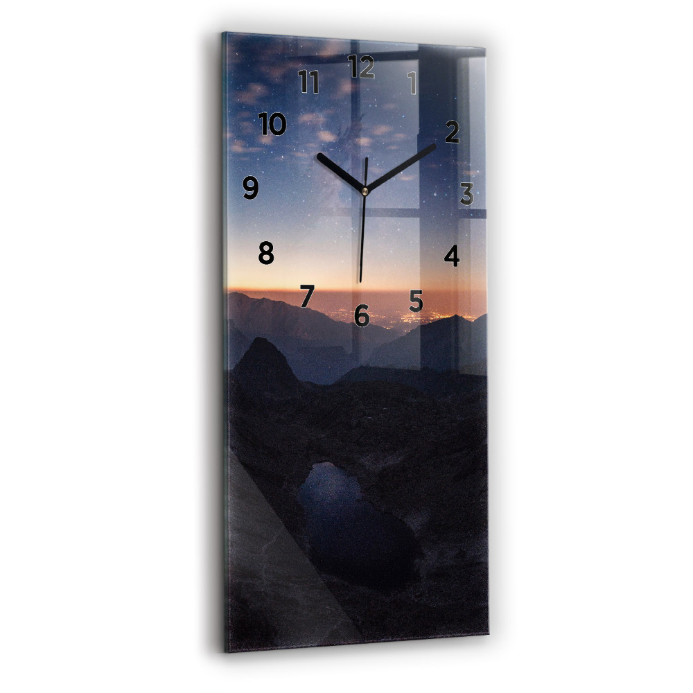 Zegar szklany 30x60 Góry o zachodzie słońca