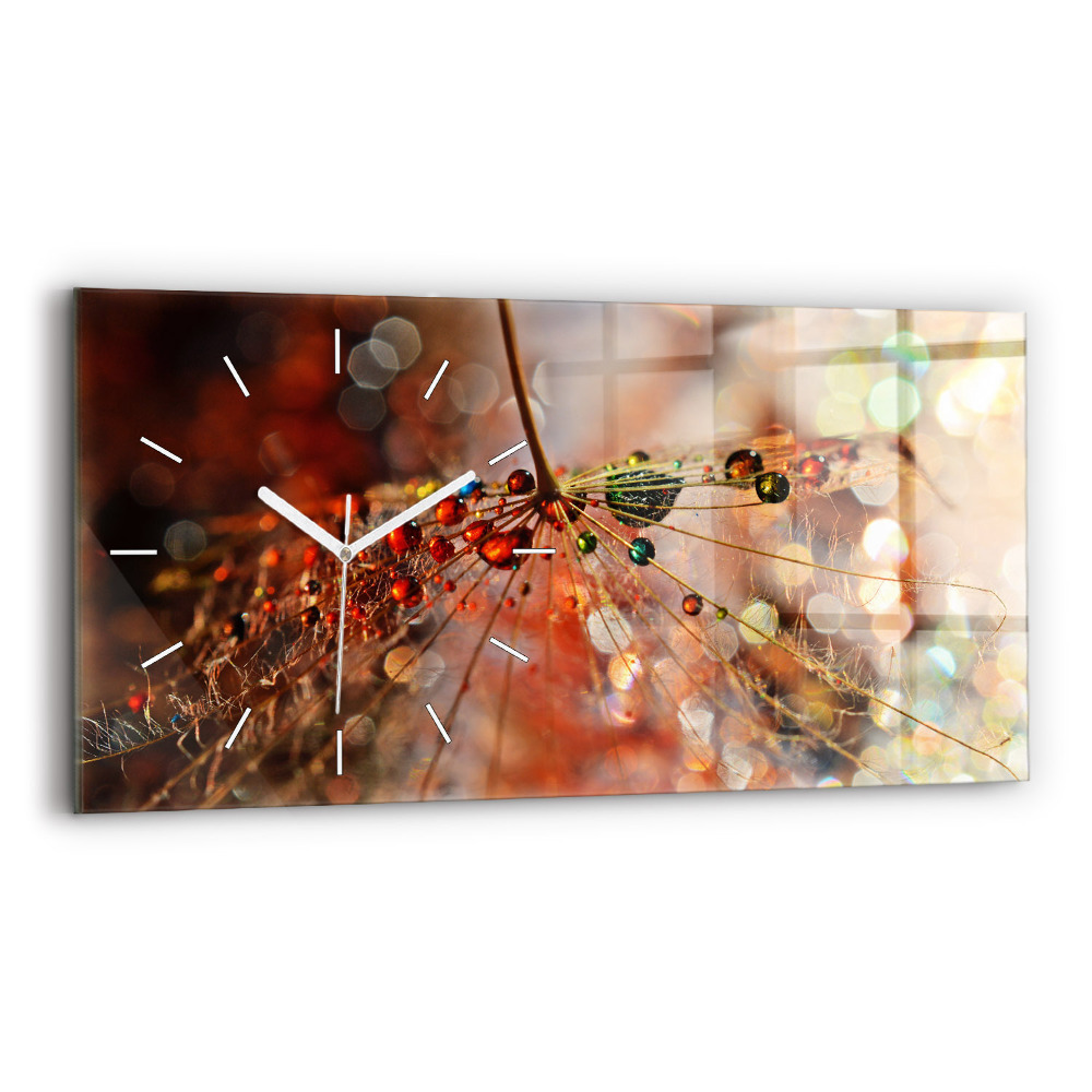 Zegar szklany 60x30 Dmuchawiec z rosą