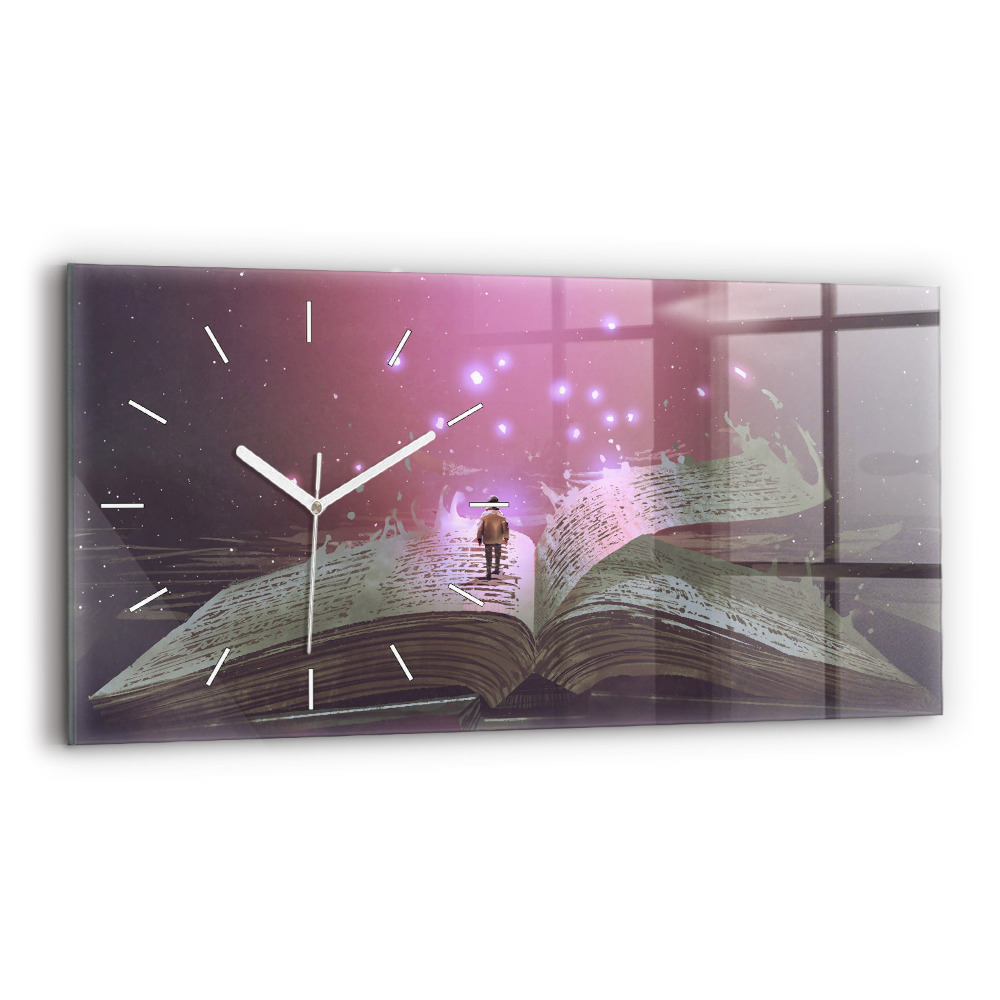 Zegar szklany 60x30 Abstrakcja książka