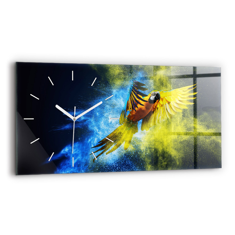 Zegar szklany 60x30 Kolorowa Papuga