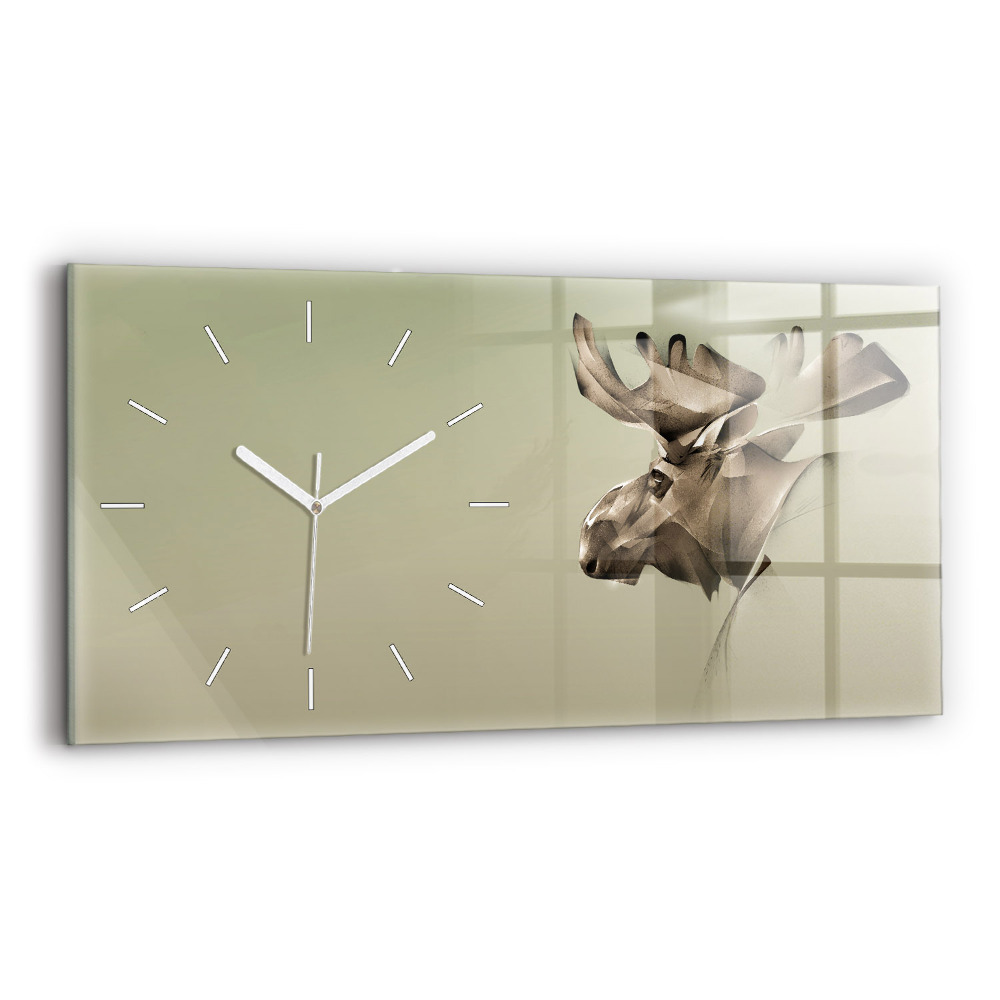 Zegar szklany 60x30 Graficzny łoś