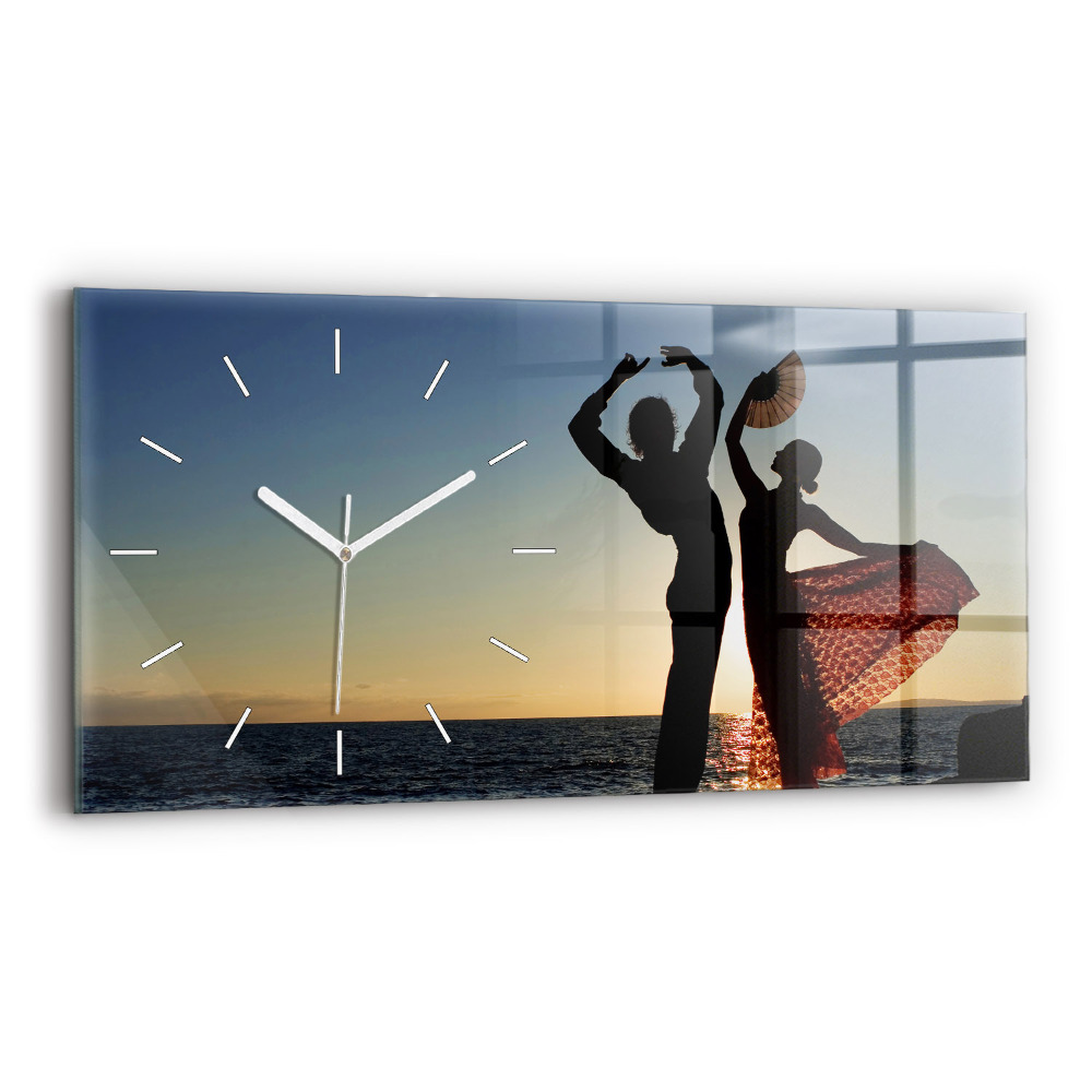 Zegar szklany 60x30 Hiszpański taniec na morzu