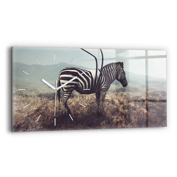 Zegar szklany 60x30 Zebra – Abstrakcja