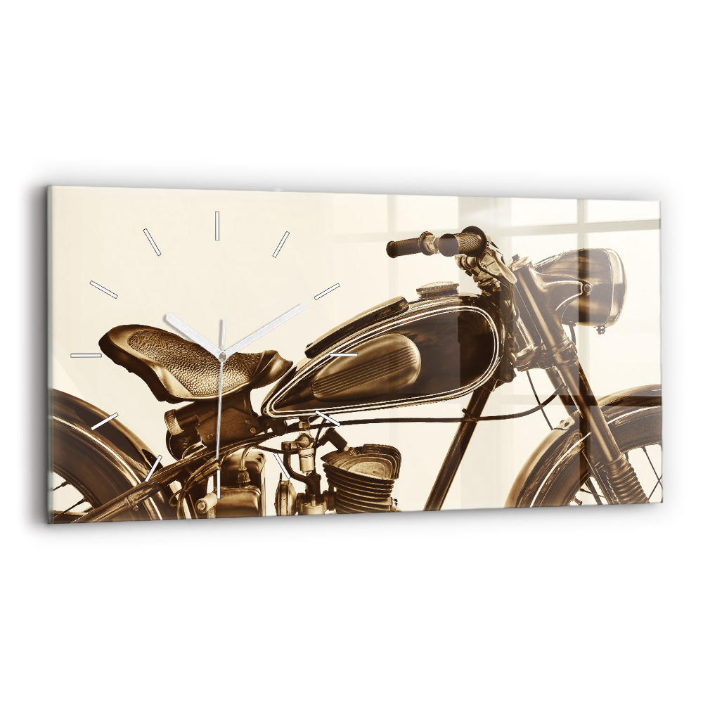Zegar szklany 60x30 Sepia motocykla Vintage