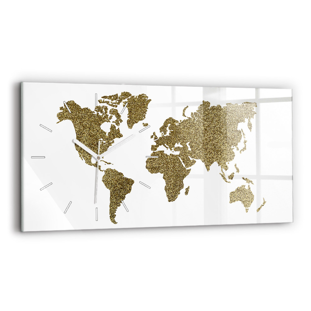 Zegar szklany 60x30 Mapa świata