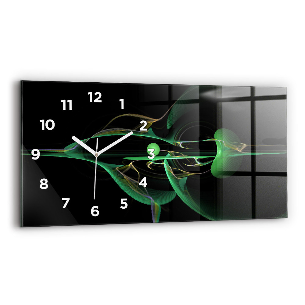 Zegar szklany 60x30 Zielona abstrakcja