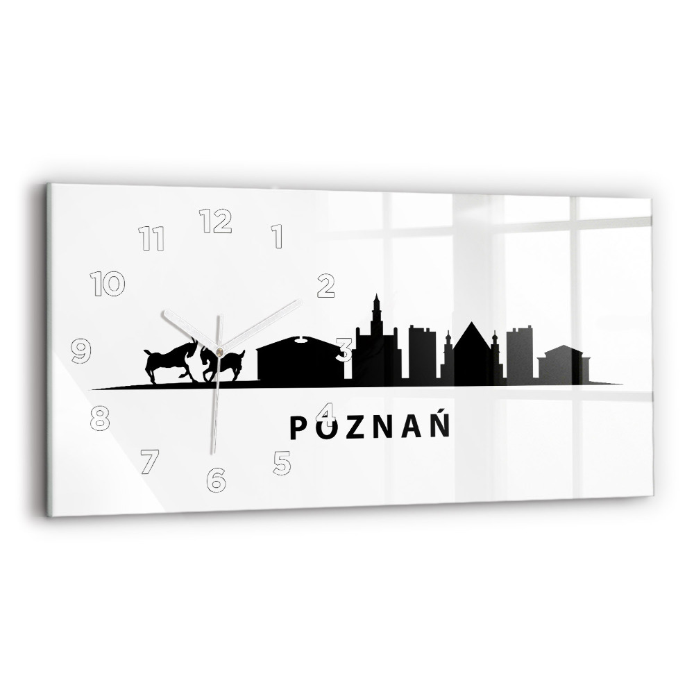 Zegar szklany 60x30 Poznań panorama grafika