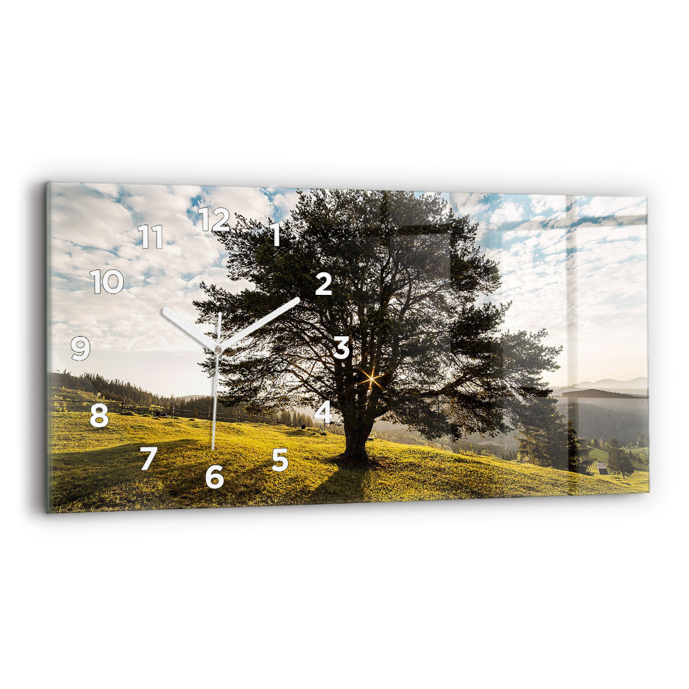 Zegar szklany 60x30 Drzewo na wzgórzu