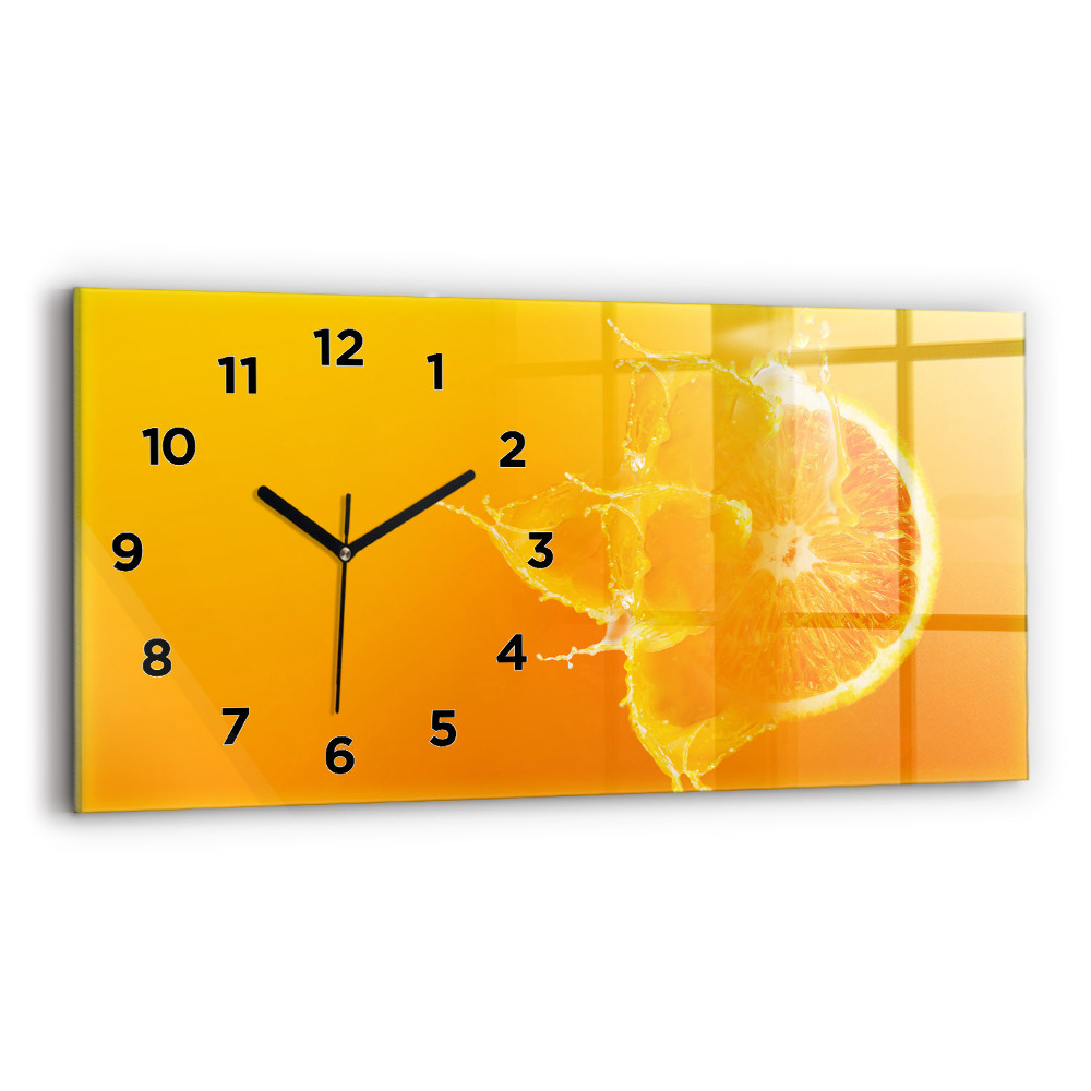 Zegar szklany 60x30 Pomarańcza
